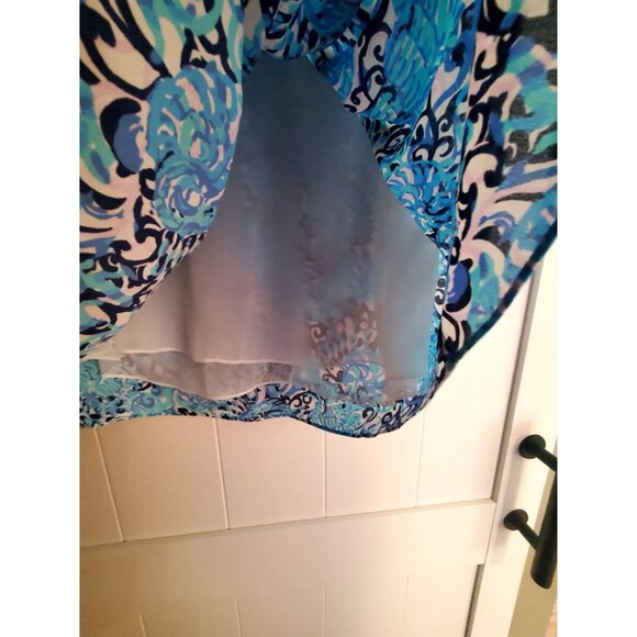 Lilly Pulitzer Blue/White Printed Tunic Dress W/ Tassel Details - S - Picture 6 of 11